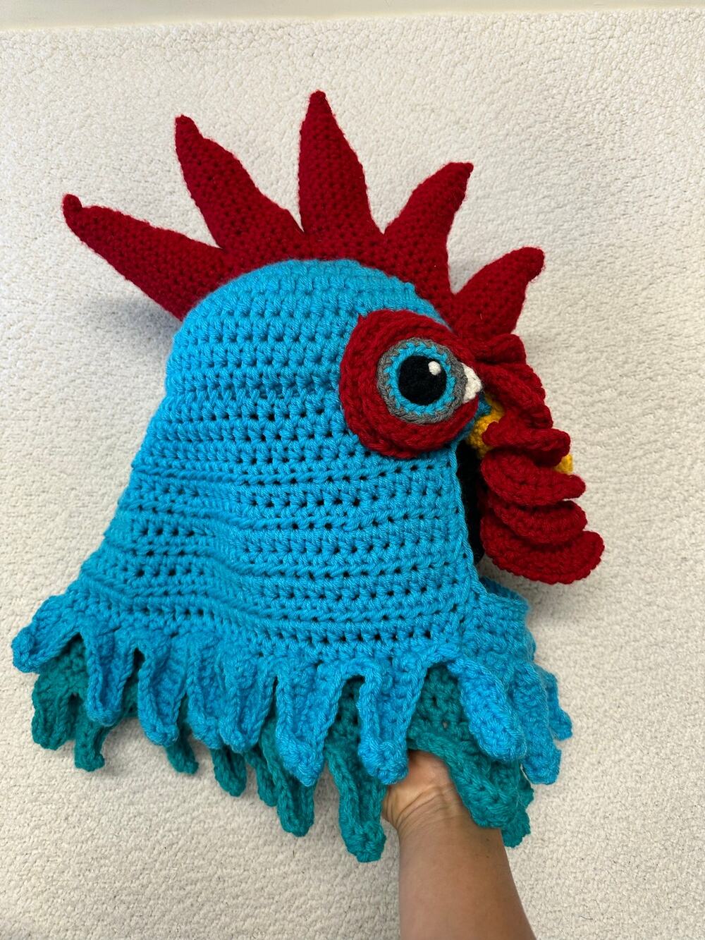 Handmade Crochet Chicken Hat Mask Costume One Size